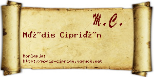 Módis Ciprián névjegykártya